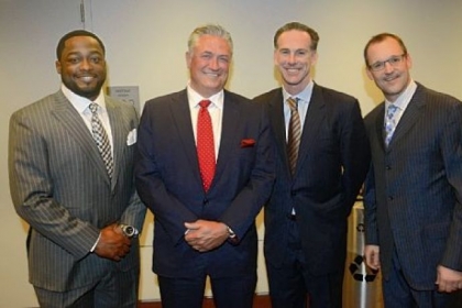 From left, Mike Tomlin, Clint Hurdle, Jamie Dixon and Dan Bylsma.