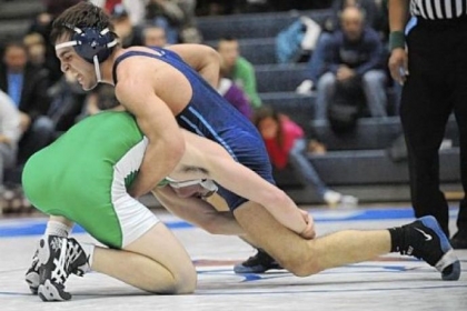 Burrell's Cory Klems, wrestling South Fayette's Brad Haney during WPIAL Class AA team tournament, will pursue a section title.