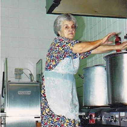 St. Nicholas Serbian Church member, Violet Jokola, making soup.