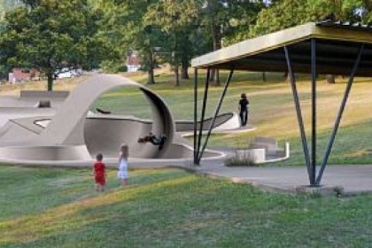 A rendering of the proposed Pitcher Park Memorial Skatepark in Carnegie.