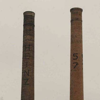 The Heinz name and 57 are displayed on the stacks of the former plant on the Northside.