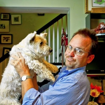 Homemaking columnist Peter McKay and dog Harry.