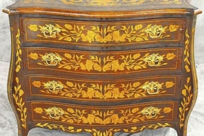 Dutch marquetry inlaid chest stood for many years in the front of River House Antiques.