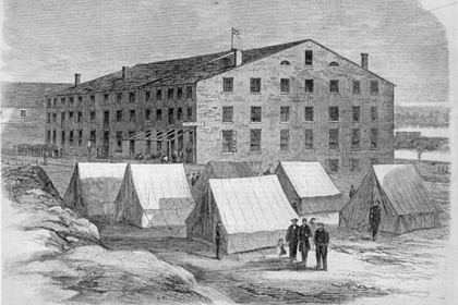 Libby Prison, a former tobacco warehouse in Richmond,  Va., where Josiah Copley Jr. was kept as a prisoner of war.