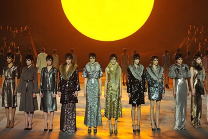 Models wear designs by Marc Jacobs during the Mercedes-Benz Fashion Week Fall 2013 collections.