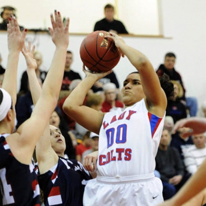 Chartiers Valley's Mariah Wells takes a shot against Shaler.