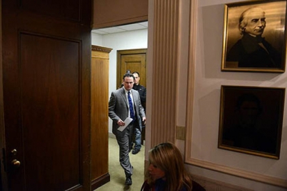 Mayor Luke Ravenstahl enters the room before the start of a news conference about Police Chief Nate Harper's resignation.