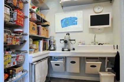 The wheel-in pantry doubles as the laundry room off the Pileggi kitchen.
