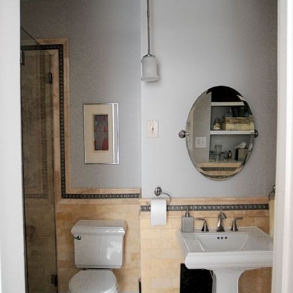 The renovated guest bathroom in the home of Linda and Peter Floyd in Sewickley.
