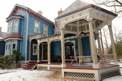 The home of Linda and Peter Floyd in Sewickley with the new gazebo, porch and bay windows renovations.