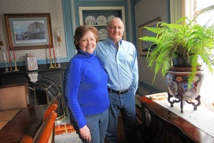 Linda and Peter Floyd in the dining room of the Sewickley home they are renovating.