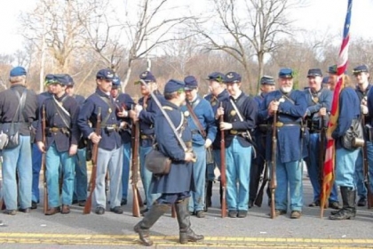 Michael Kraus of McCandless portrays a Union captain reviewing his troops at the 150th anniversary re-enactment of the Battle of Fredericksburg, Va., in December. He will portray a Union captain at the home show and at Gettysburg this summer.