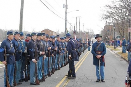 Scott Buffington, right, a teacher in Ellwood City is a member of the 63rd Pennsylvania re-enactment group in which he portrays a colonel.