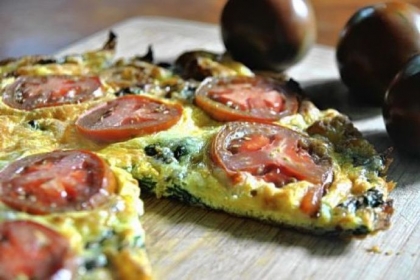Swiss Chard and Swiss Frittata with tomatoes