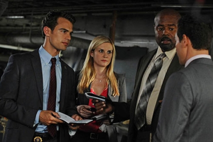Theo James, Bonnie Somerville, Chi McBride and Kevin Alejandro in CBS's "Golden Boy."