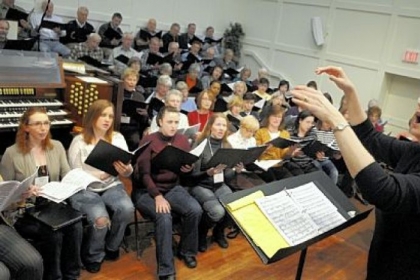 Pittsburgh Concert Chorale, led by music director Susan Medley, rehearses for a concert to be held at Ingomar United Methodist Church Saturday and another at Fox Chapel Presbyterian Church Sunday.