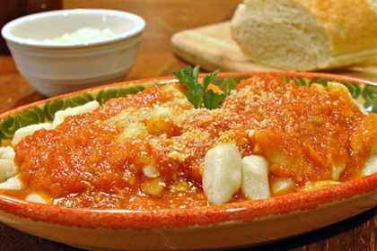 Potato gnocchi with tomato sauce.