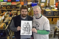 Rare 78 spins into trade with Jerry's Records for drawing by R. Crumb
