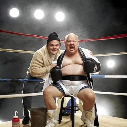 As Tenacious D, Jack Black, left, and Kyle Gass have gone all out on "Rize of the Fenix," which was nominated for a Grammy.