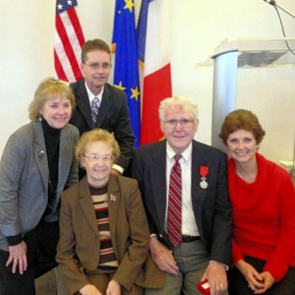 The Hughes family, from left, Patricia Hutchinson, Terry Hughes, Lucille Hughes, William Hughes and Susan Mead. William Hughes of North Huntingdon was named a chevalier of the Legion of Honor.