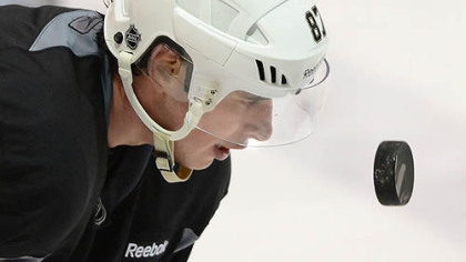 Pittsburgh Penguins' captain Sidney Crosby during workouts today at the team's practice facility in Southpointe.