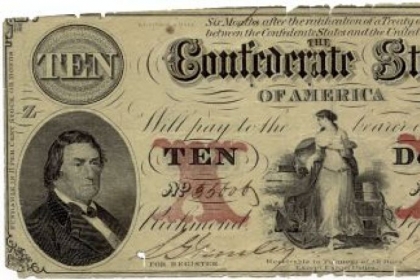 A note for 10 Confederate dollars.