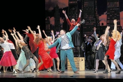 The cast of "Guys and Dolls" from Quaker Valley High School performs "Sit Down, You're Rockin' the Boat" at the 2012 Gene Kelly Awards at the Benedum Center on May 26. The show won as best musical in budget category I.