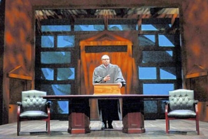 Montae Russell stars as Supreme Court Justice Thurgood Marshall in Pittsburgh Public Theater's one-man play "Thurgood." Mr. Russell has acted in six August Wilson plays at Pittsburgh Public Theater.