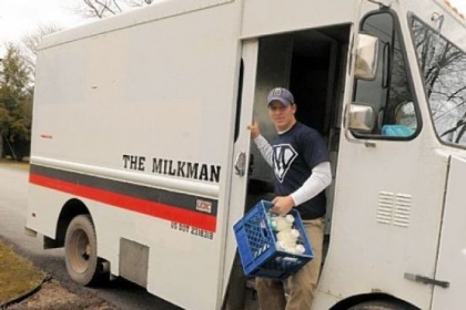 Jeff Brunton, "The Milkman," makes a delivery on his route in Moon.