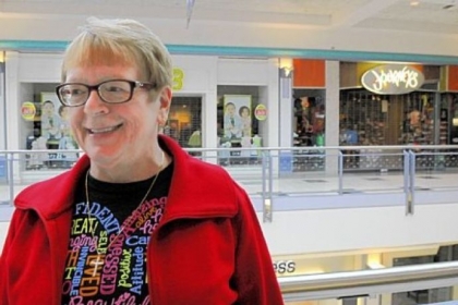 Linda Hauger waits for Mall Walkers to start moving.