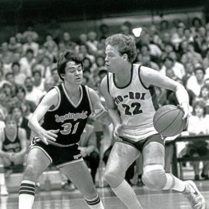Sto-Rox point guard Ken Tschudi is guarded by Springdale's Brad Drennan in the 1983 WPIAL final. Tschudi was said to be tougher than sandpaper.