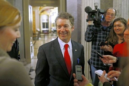Sen. Rand Paul, R-Ky., leaves the floor of the Senate on Thursday after his filibuster of John Brennan's nomination to be CIA director.