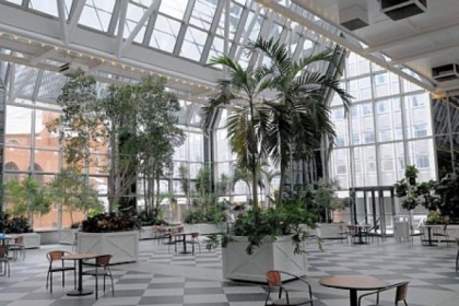 The interior of the PPG Wintergarden, Downtown.