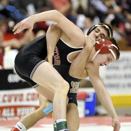 Kittanning's Jason Nolf wrestles Keystone Oaks' Nick Zanetta en route to the Class AA title at 132 pounds Saturday.