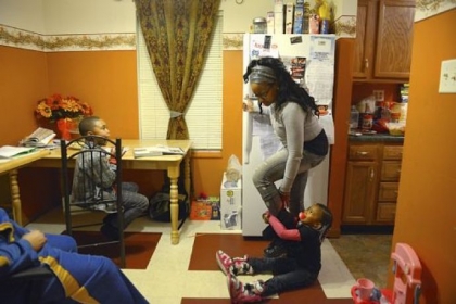 Marcy Perrin, 27, of Duquesne, is a single mother to Archie, 8, and Katheryn, 4.