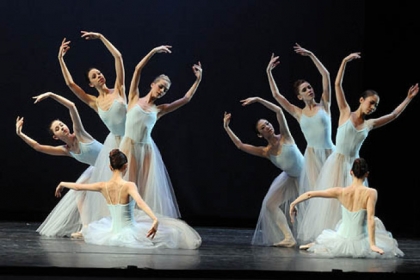 Pittsburgh Ballet Theatre performs "Serenade" by George Balanchine, part of a triple bill called "Unspoken," at the August Wilson Center, Downtown.