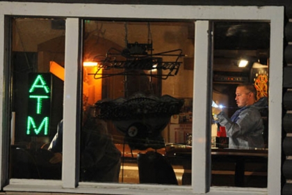 An interior view this morning of the Fort Pitt Inn in North Fayette. An investigation has begun into the fatal shooting there after midnight.