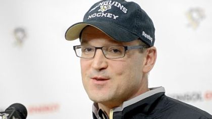 Dan Bylsma addresses reporters Monday at Consol Energy Center.