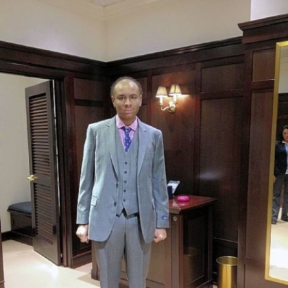 Sidney Barlow's new look.  The result of his shopping spree at Brooks Brothers.
