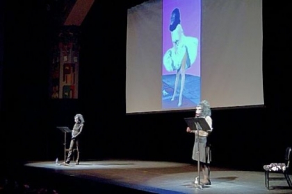 The anonymous feminist collaborative the Guerrilla Girls in performance.