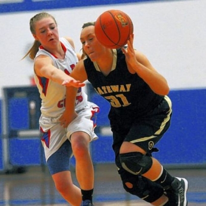 Chartiers Valley's  Karley O'Keefe, left, guards Gateway's Katey Wilson in a Class AAAA second-round game Tuesday. Chartiers Valley rolled to a 53-42 win, setting up a WPIAL semifinal rematch vs. Mt. Lebanon.