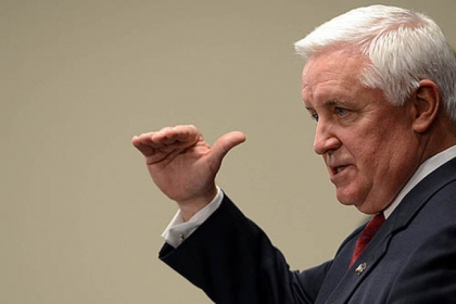 Gov. Tom Corbett, pictured at a press conference last month in Pittsburgh, continues to receive negative job approval ratings, a poll shows.