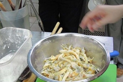 Chilean nabajuela, finger-shaped bivalves, out of their shells, ready to be seviche