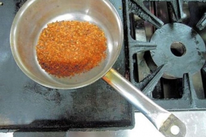 Merken, an iconic smoked pepper spice blend of Chile, toasting to bring out its flavor. potatoes.