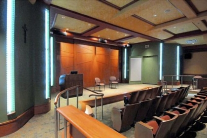 The lecture hall in the Dupre Science Pavilion.