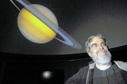 Bob Donaldson/Post-GazetteVatican astronomer Brother Guy Consolmagno in the Angelo Taiani planetarium of the Dupre Science Pavilion at Saint Vincent College in Unity.