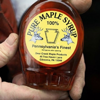 His Deer Creek Maple Products include syrup, maple sugar, even maple mustard.
