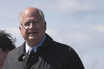 Joseph Brimmeier, a former Pennsylvania Turnpike Commission chairman, leaves the office of a district judge Thursday in Harrisburg after his arraignment.