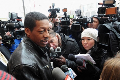Nathaniel Richmond, father of defendant Malik Richmond, speaks with reporters outside the Jefferson County Justice Center following the announcement that his son and co-defendant Trent Mays were found delinquent.
