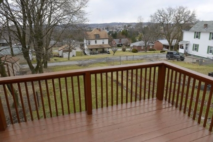 The view of the backyard from the deck.
